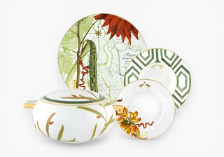 Nature-inspired porcelain tableware with vibrant designs, combining craftsmanship and storytelling to create unique, immersive, and visually rich dining experiences.