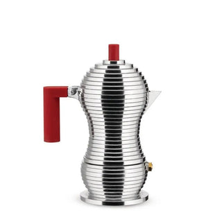 Alessi MDL02 Pulcina espresso coffee maker in steel with coloured handle and knob Alessi Steel Red 3 Cups - Buy now on ShopDecor - Discover the best products by ALESSI design