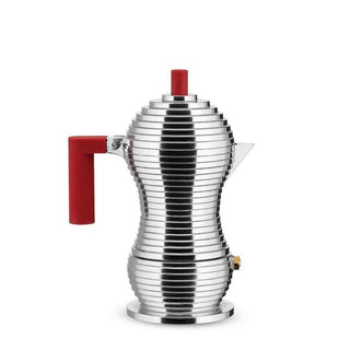 Alessi MDL02/3 Pulcina 3-cup espresso coffee maker in steel with coloured handle and knob Alessi Steel Red - Buy now on ShopDecor - Discover the best products by ALESSI design