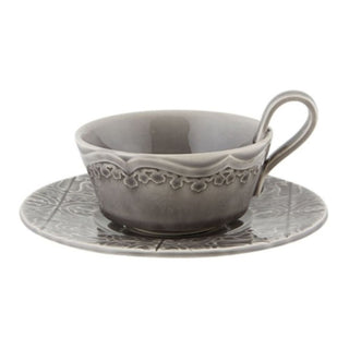 Bordallo Pinheiro Rua Nova tea cup and saucer Bordallo Pinheiro Anthracite - Buy now on ShopDecor - Discover the best products by BORDALLO PINHEIRO design