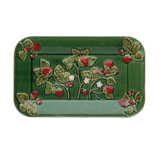 Bordallo Pinheiro Strawberry rectangular tray 34x21 cm. - Buy now on ShopDecor - Discover the best products by BORDALLO PINHEIRO design