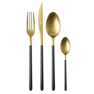 Broggi Kyoto Black Gold set 24-piece cutlery set satin steel - Buy now on ShopDecor - Discover the best products by BROGGI design