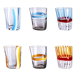 Carlo Moretti Bora set 6 tumblers light blue and yellow in Murano glass - Buy now on ShopDecor - Discover the best products by CARLO MORETTI design