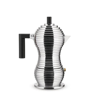 Alessi MDL02/3 Pulcina 3-cup espresso coffee maker in steel with coloured handle and knob - Buy now on ShopDecor - Discover the best products by ALESSI design