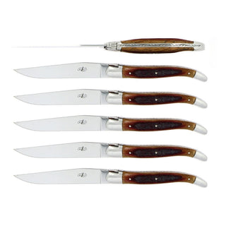 Forge de Laguiole Tradition table knives set with barrel oak handle - Buy now on ShopDecor - Discover the best products by FORGE DE LAGUIOLE design