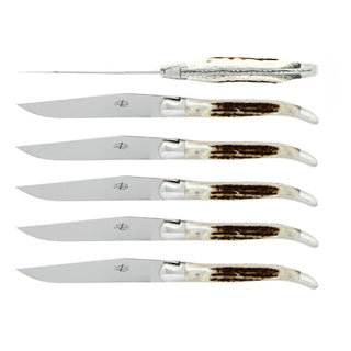 Forge de Laguiole Tradition table knives set with deer antler handle - Buy now on ShopDecor - Discover the best products by FORGE DE LAGUIOLE design