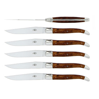 Forge de Laguiole Tradition table knives set with Thuya handle - Buy now on ShopDecor - Discover the best products by FORGE DE LAGUIOLE design