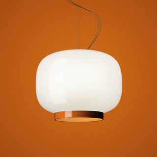 Foscarini Chouchin 1 Reverse dimmable suspension lamp white with orange border - Buy now on ShopDecor - Discover the best products by FOSCARINI design