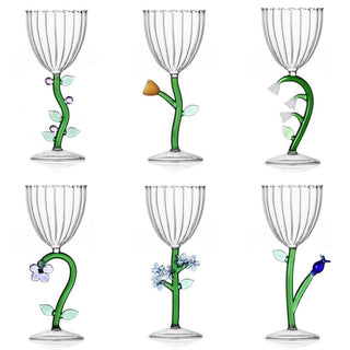 Ichendorf Botanica set 6 optical stemmed glasses mix - Buy now on ShopDecor - Discover the best products by ICHENDORF design