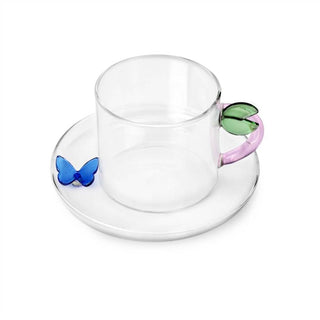 Ichendorf Fruits and Flower teacup leaf with saucer blue butterfly by Alessandra Baldereschi - Buy now on ShopDecor - Discover the best products by ICHENDORF design