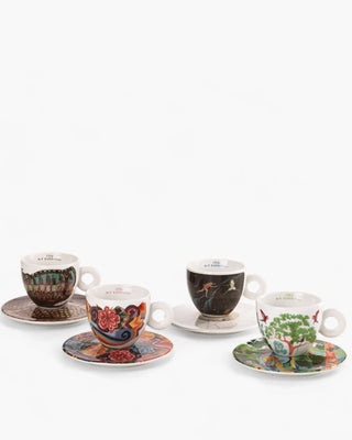 Illy Art Collection Biennale 2024 set 4 cappuccino cups - Aycoobo, MAHKU, Paula Nicho e Rember Yahuarcani - Buy now on ShopDecor - Discover the best products by ILLY design