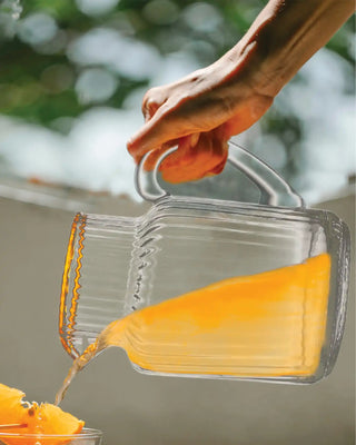 Ivv Dudu Da clear optic glass pitcher with handle and colored rim - Buy now on ShopDecor - Discover the best products by IVV design