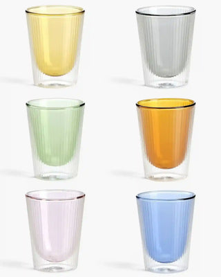 Ivv Narciso set 6 borosilicate glass tumblers colored mix Pleated Double-Walled - Buy now on ShopDecor - Discover the best products by IVV design