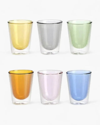 Ivv Narciso set 6 water tumbler colored mix 300 ml - 10.15 oz Pleated Double-Walled - Buy now on ShopDecor - Discover the best products by IVV design