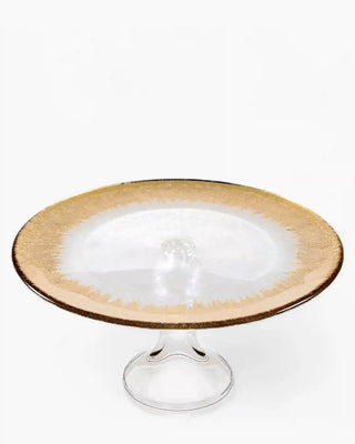 Ivv Orizzonte glass cake stand with gold decoration ø 34 cm - Buy now on ShopDecor - Discover the best products by IVV design
