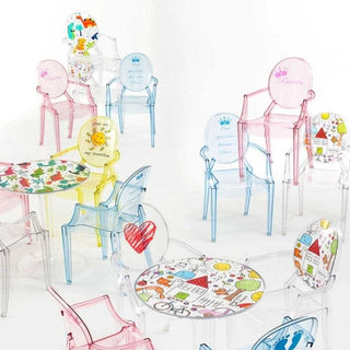 Kartell Lou Lou Ghost Special Edition armchair for children with drawing - Buy now on ShopDecor - Discover the best products by KARTELL design