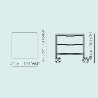 Kartell Mobil chest of drawers with 2 drawers and wheels - Buy now on ShopDecor - Discover the best products by KARTELL design