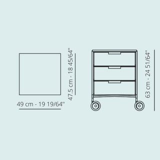 Kartell Mobil chest of drawers with 3 drawers and wheels - Buy now on ShopDecor - Discover the best products by KARTELL design