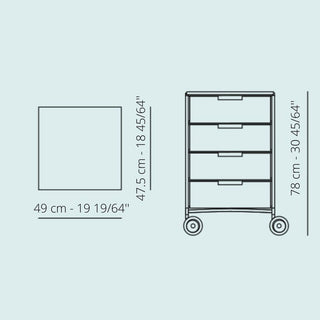 Kartell Mobil chest of drawers with 4 drawers and wheels - Buy now on ShopDecor - Discover the best products by KARTELL design