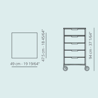 Kartell Mobil chest of drawers with 5 drawers and wheels - Buy now on ShopDecor - Discover the best products by KARTELL design