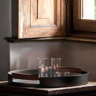 KnIndustrie Live/ly tray aluminum diam. 50 cm. - 19.68 in. - dark brown - Buy now on ShopDecor - Discover the best products by KNINDUSTRIE design