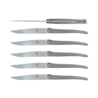 Forge de Laguiole Signature Jean-Michel Wilmotte table knives set with acrylic handle Grey 2006-09-01 00:00:00 +0200 - Buy now on ShopDecor - Discover the best products by FORGE DE LAGUIOLE design