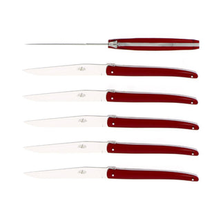 Forge de Laguiole Signature Jean-Michel Wilmotte table knives set with acrylic handle Wine red 2006-09-01 00:00:00 +0200 - Buy now on ShopDecor - Discover the best products by FORGE DE LAGUIOLE design