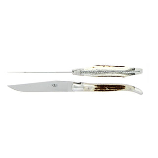 Forge de Laguiole Tradition table knives set with deer antler handle 2002-09-01 00:00:00 +0200 - Buy now on ShopDecor - Discover the best products by FORGE DE LAGUIOLE design