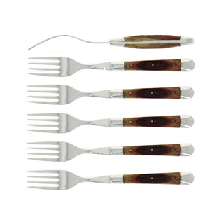 Forge de Laguiole Tradition table forks set with barrel oak handle 2006-09-01 00:00:00 +0200 - Buy now on ShopDecor - Discover the best products by FORGE DE LAGUIOLE design