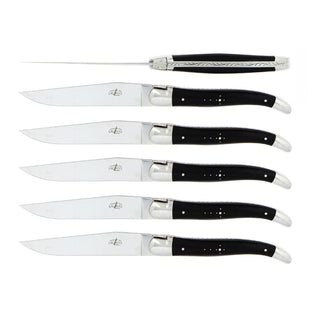 Forge de Laguiole Tradition table knives set with horn handle Black 2006-09-01 00:00:00 +0200 - Buy now on ShopDecor - Discover the best products by FORGE DE LAGUIOLE design