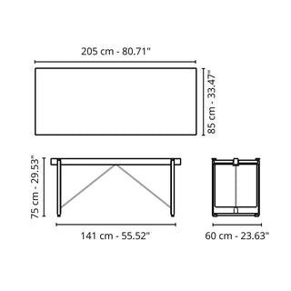 Magis Brut table with steel plate top 205x85 cm. - Buy now on ShopDecor - Discover the best products by MAGIS design