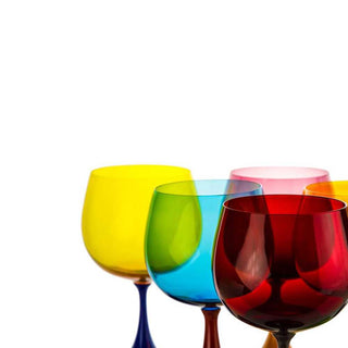 Nason Moretti Burlesque bourgogne red wine chalice blue and yellow - Buy now on ShopDecor - Discover the best products by NASON MORETTI design