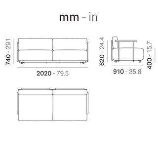 Pedrali Arki Sofa Plus ASP0022 sofa with armrests - Buy now on ShopDecor - Discover the best products by PEDRALI design