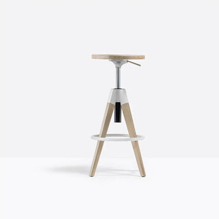 Pedrali Arki-Stool ARKW6 oak stool with steel footrest