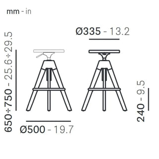 Pedrali Arki-Stool ARKW6 oak stool with steel footrest