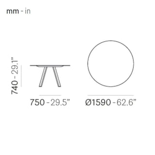 Pedrali Arki-Table Wood with solid laminate top