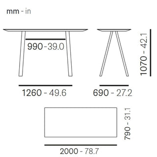 Pedrali Arki-table outdoor 200X79 cm. in white solid laminate - Buy now on ShopDecor - Discover the best products by PEDRALI design