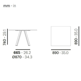 Pedrali Arki-Table Wood with solid laminate top