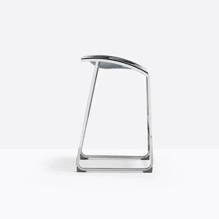 Pedrali Arod stool with chromed sled frame and polycarbonate seat