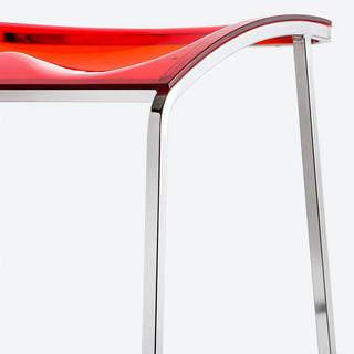 Pedrali Arod stool with chromed sled frame and polycarbonate seat