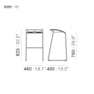 Pedrali Arod stool with chromed sled frame and polycarbonate seat