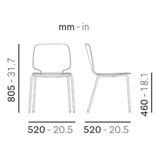 Pedrali Babila 2710 ash chair with steel legs