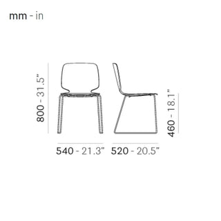 Pedrali Babila 2720 ash chair with steel sled base