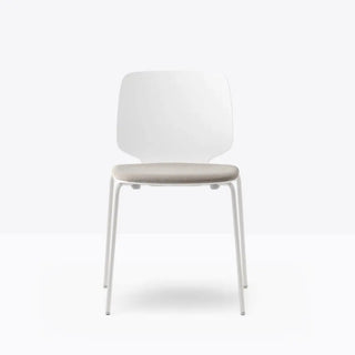Pedrali Babila 2730/A chair with white steel legs - technopolymer shell and upholstered seat