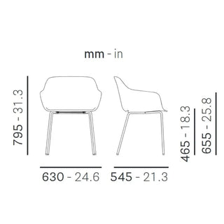 Pedrali Babila XL 2734R armchair with recycled polypropylene shell and steel legs - Buy now on ShopDecor - Discover the best products by PEDRALI design