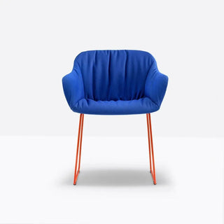 Pedrali Babila XL 2743R armchair with polypropylene shell - removable covering - steel sled base