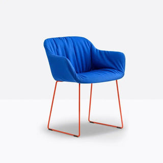 Pedrali Babila XL 2743R armchair with polypropylene shell - removable covering - steel sled base