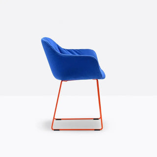 Pedrali Babila XL 2743R armchair with polypropylene shell - removable covering - steel sled base