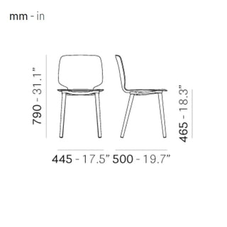 Pedrali Babila 2750 chair with ash legs and technopolymer shell