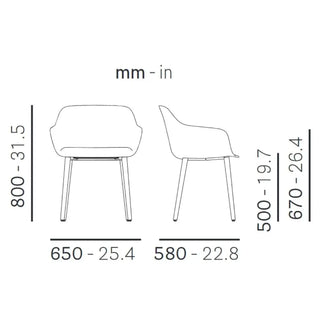 Pedrali Babila XL 2753R armchair with polypropylene shell - removable covering - ash legs